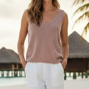 City Chic Pink Rose Shimmer Sleeveless Sweater XS/ 14